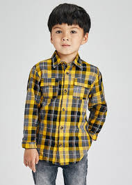MULTI MUSTARD PLAID BUTTON COLLAR SHIRT