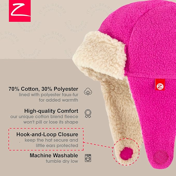 COZIE FLEECE TRAPPER HAT FUSCHIA