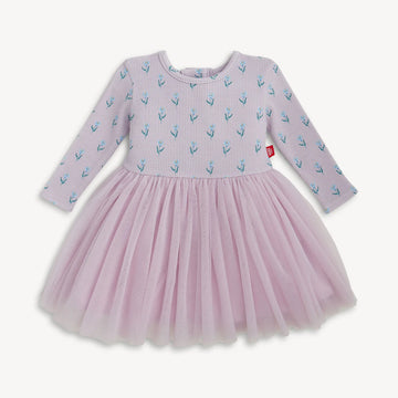 LAVENDAR FLORAL DRESS W/TULLE SKIRT