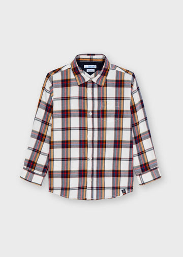 MULTI RED PLAID BUTTON COLLAR SHIRT