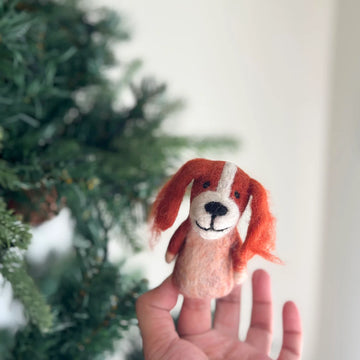 HANDMADE FELTED FINGER PUPPET CAVALIER SPANIEL