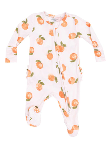 WATER COLOR PEACHES BAMBOO ZIP FOOTIE