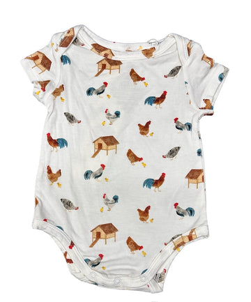 CHICKEN PRINT BAMBOO ONESIE - Pink and Brown Boutique