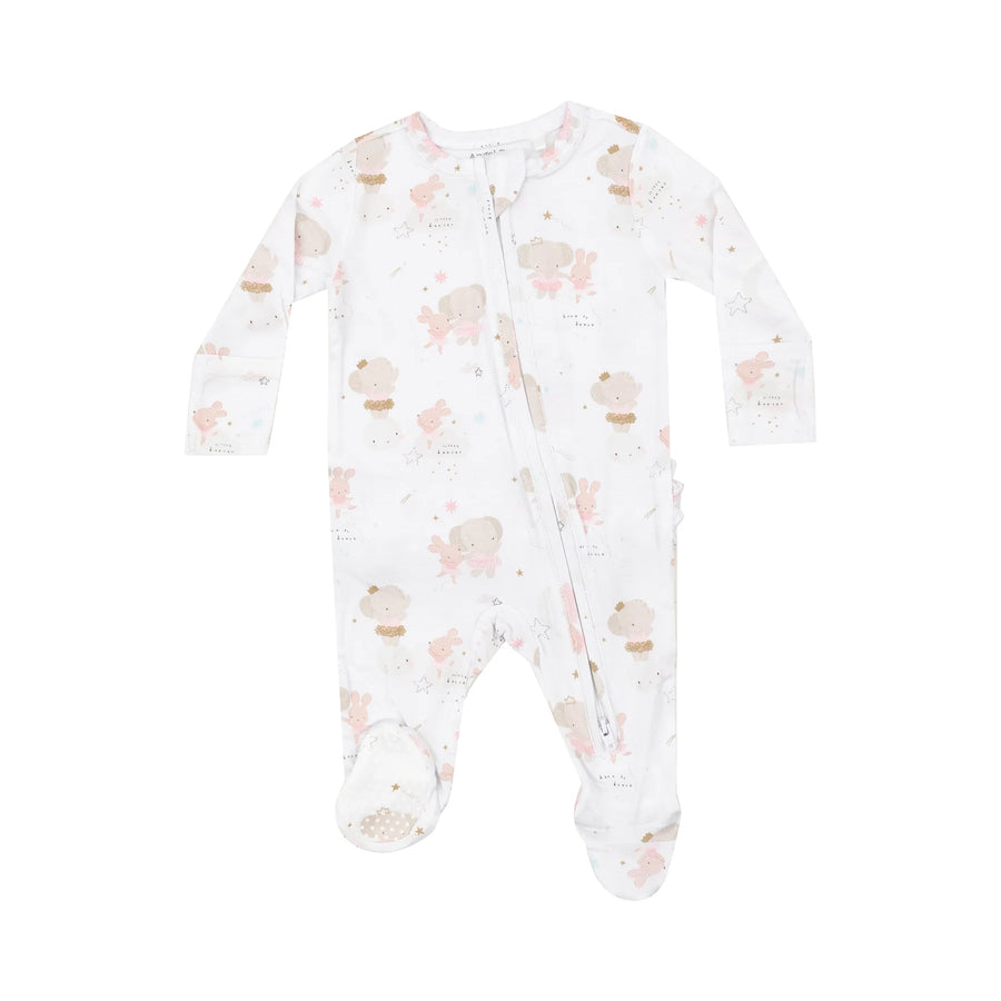 ELEPHANT AND BUNNY ZIPPER FOOTIE - Pink and Brown Boutique