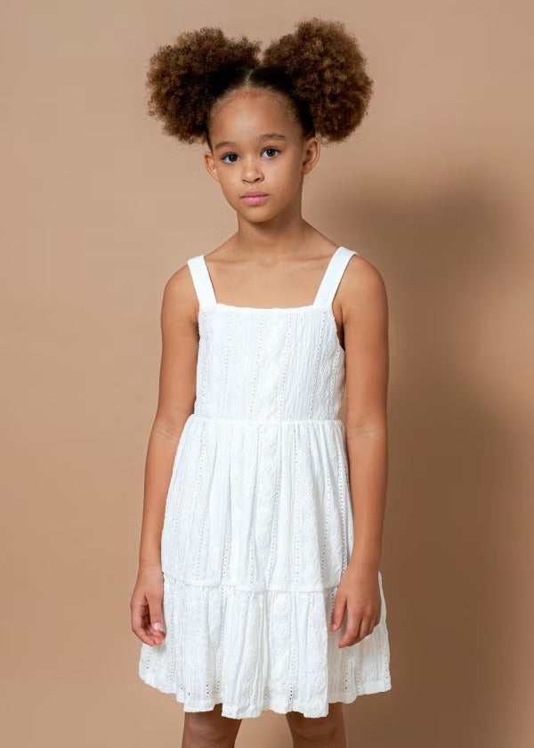 BRIGHT WHITE EYELET DRESS