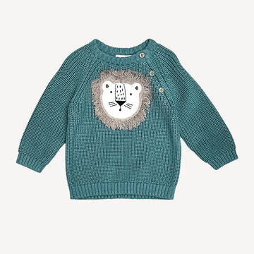 2 PIECE BABY BOY LION APPLIQUE ORGANIC KNIT