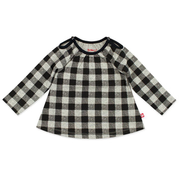 ORGANIC COTTON CHECKER PEASANT TOP