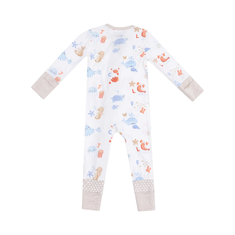 COASTAL ABCS BAMBOO CONVERTER ROMPER