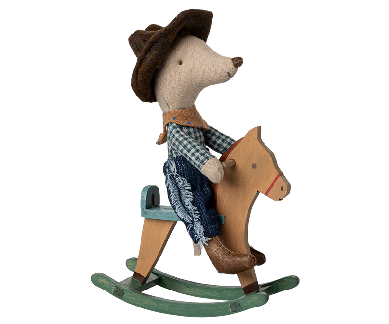 COWBOY MOUSE ON ROCKING HORSE