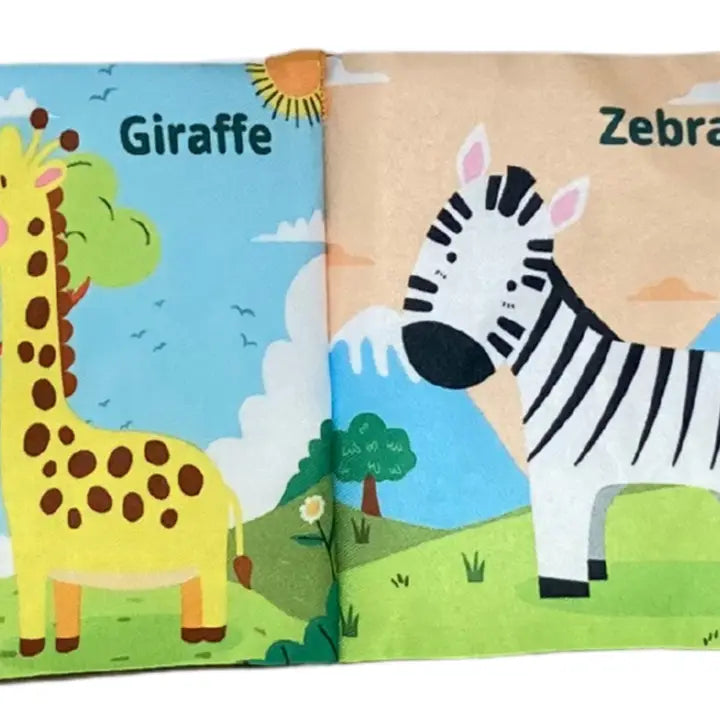 CLOTH BOOK WITH TEETHER ANIMALS