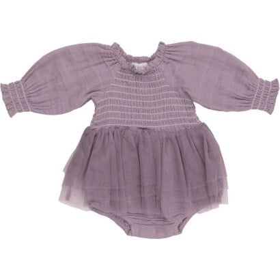 DUSTY LAVENDER L/S SMOCKED TUTU BUBBLE