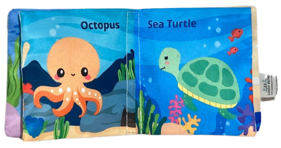 CLOTH BOOK WITH TEETHER SEA ANIMAL