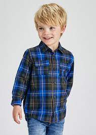 MULTI BLUE PLAID BUTTON COLLAR SHIRT