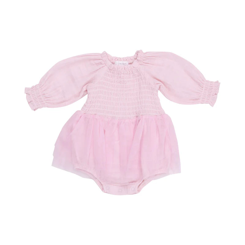 BALLET PINK L/S SMOCKED TUTU BUBBLE