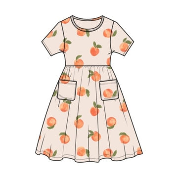 WATERCOLOR PEACHES BAMBOO TWIRL DRESS