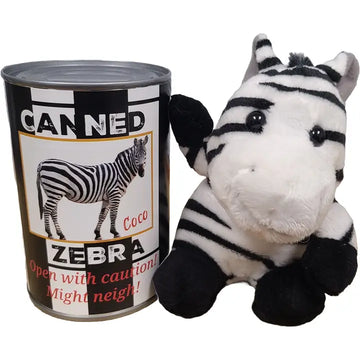 CANNED ZEBRA PLUSH W/JOKES