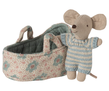 BABY BOY MOUSE IN CARRY COT