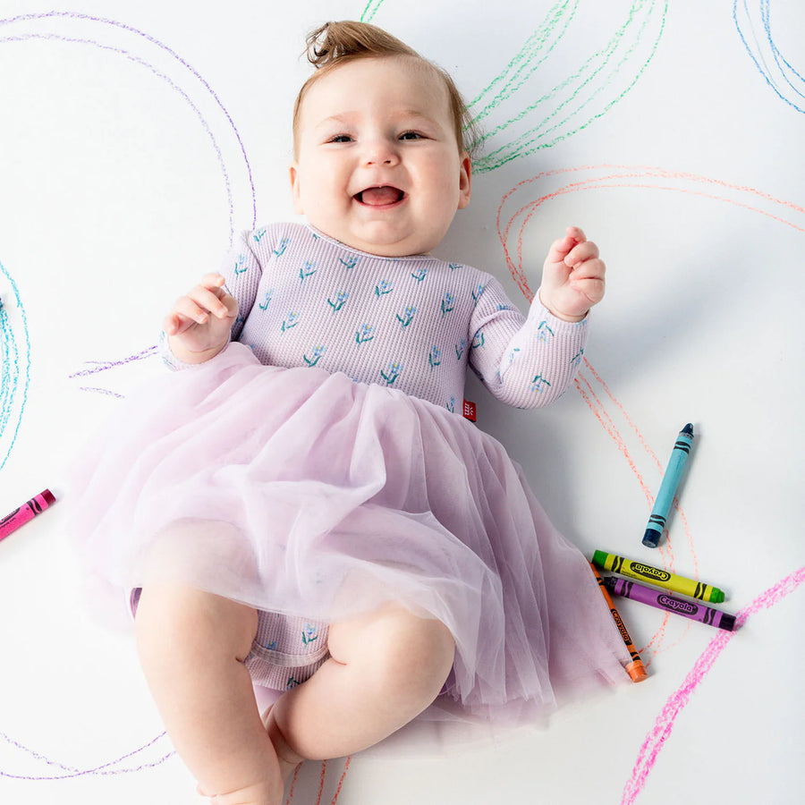 LAVENDAR FLORAL DRESS W/TULLE SKIRT
