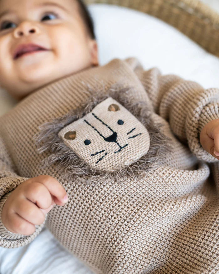 LION ORGANIC CHUNKY SWEATER BABY JUMPSUIT