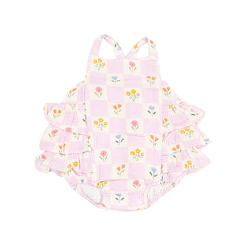 FLORAL CHECK RUFFLE SUNSUIT