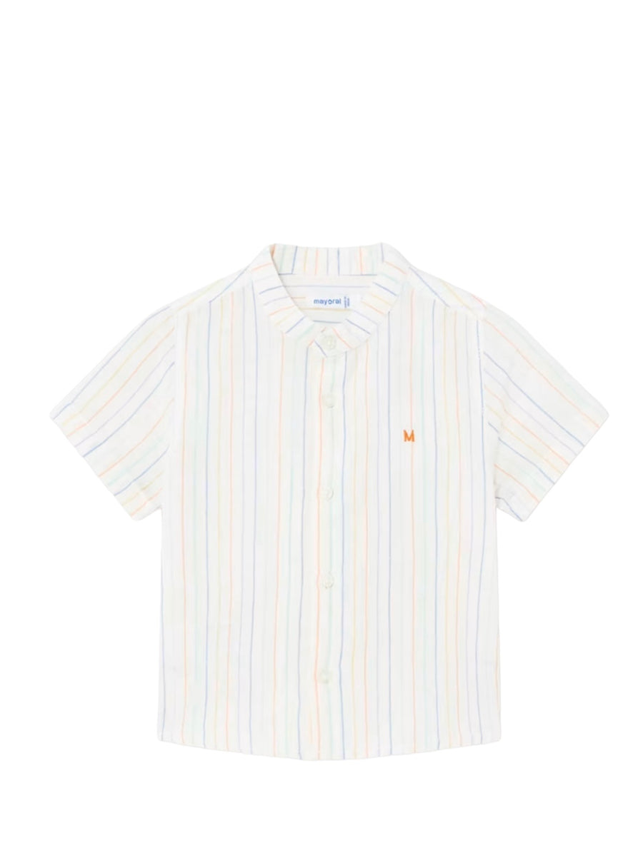 BABY BOY SHORT SLEEVE MULTI LINEN SHIRT