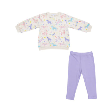 FUN UNICORNS SWEATSHIRT & RIBBED LEGGING