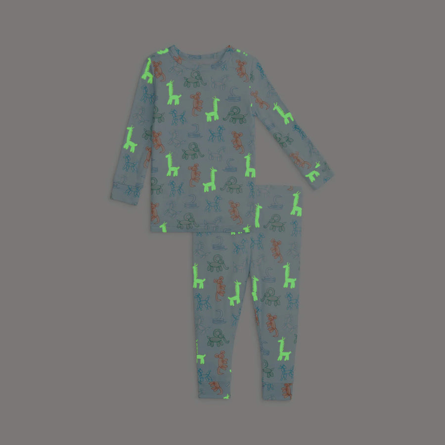 BLUE PARTY ANIMALS GLOW IN THE DARK MAGNETIC L/S PAJAMA