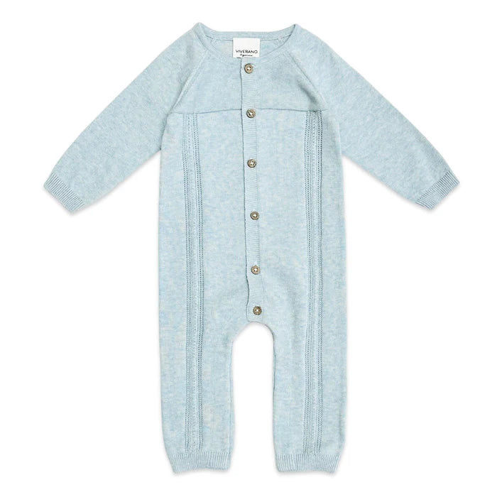 POINTELLE ORGANIC COTTON KNIT JUMPSUIT SKY BLUE