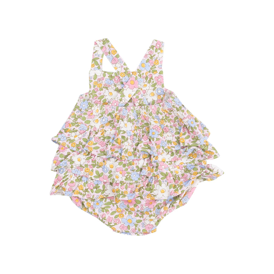 BUBBLY CALICO RUFFLE SUNSUIT