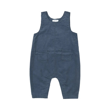 SOLID NAVY SOFT CORD OVERALLS WITH BAMBOO BODYSUIT SET