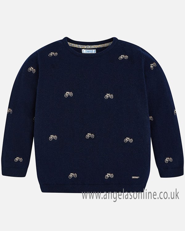 MOTORCYCLE EMBROIDERED BOY SWEATER