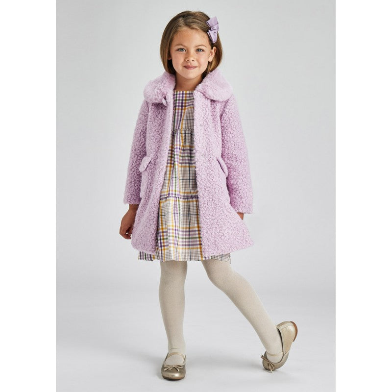 FAUX FUR COLLAR COAT LILAC