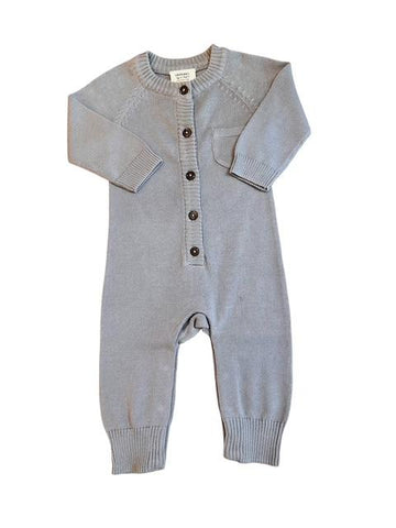 GREY ORGANIC COTTON KNIT ROMPER