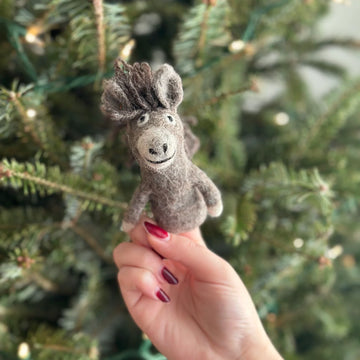 HANDMADE FELTED FINGER PUPPET DONKEY