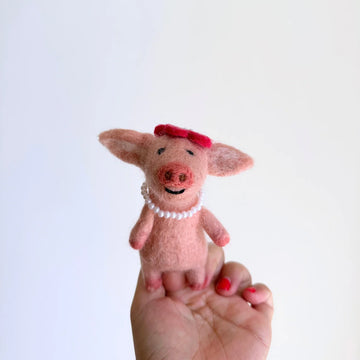 HANDMADE FELTED FINGER PUPPET MS. PIGGY