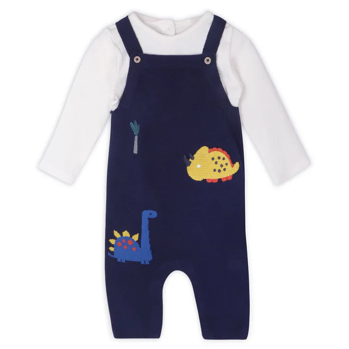 DINOSAUR ORGANIC KNIT OVERALL & BODYSUIT SET