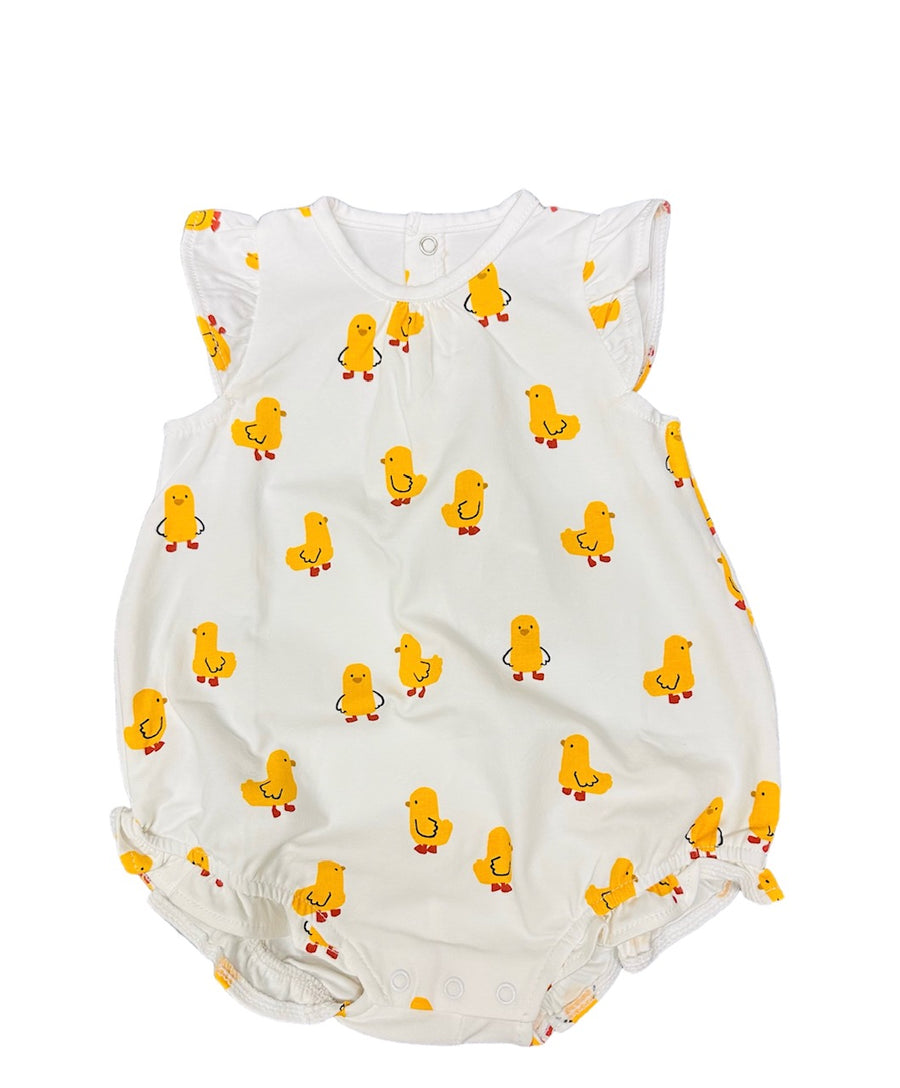 ALL OVER CHICKS PRINT Sunsuit - Pink and Brown Boutique