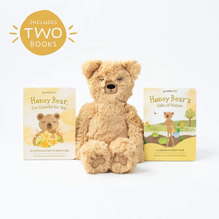 HONEY BEAR PLUS 2 BOOKS ON GRATITUDE, CONNECTION, SHARING