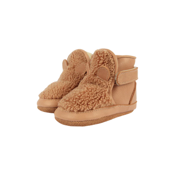 TEDDY BEAR FAUX FUR LINED LEATHER BOOTIES