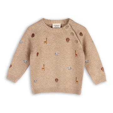 MINI SAFARI EMBROIDERED ORGANIC SWEATER KNIT SET