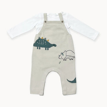 ORGANIC COTTON DINO JACQUARD KNIT BABY OVERALL