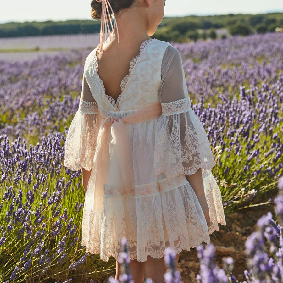 ROMANTIC LACE DRESS CREAM SALMON