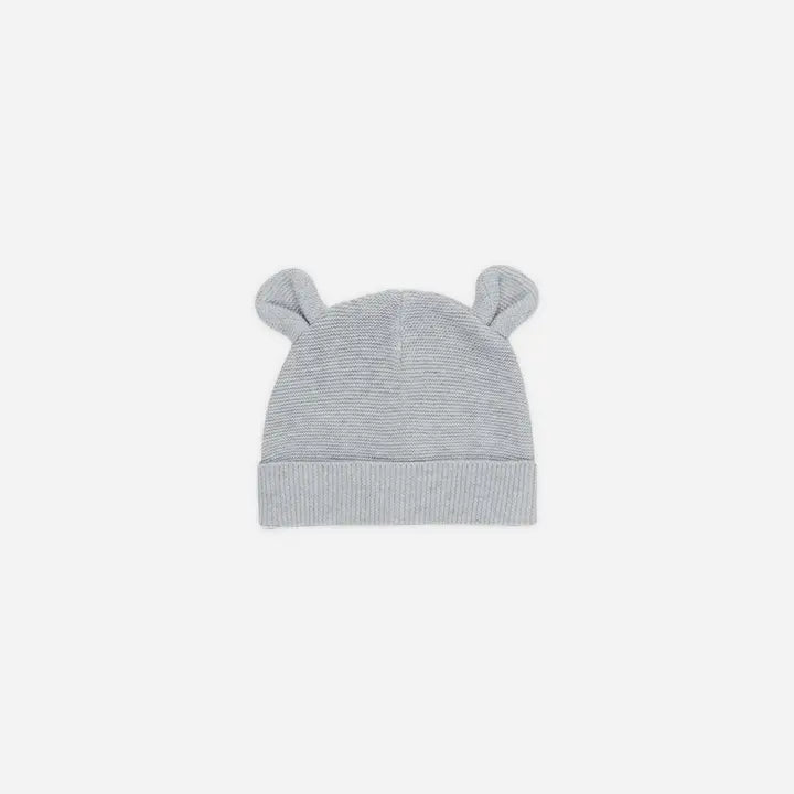 Wrap Knit Footie With Hat Set || Heathered Dusty Blue