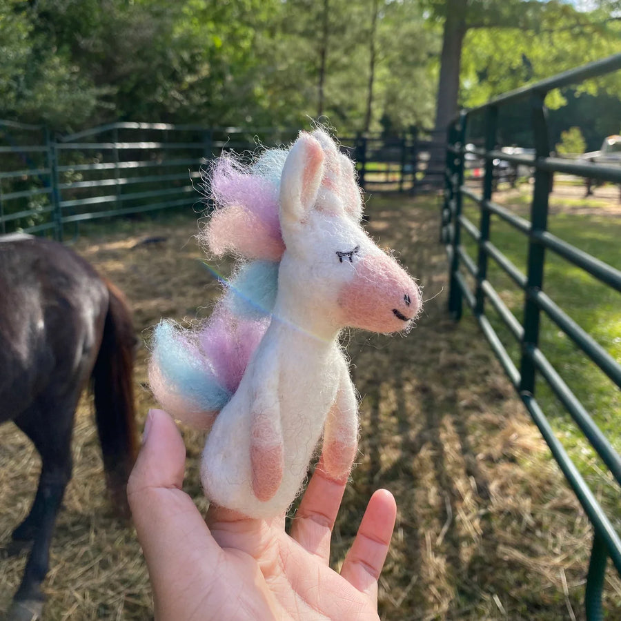 HANDMADE FELTED FINGER PUPPET UNICORN