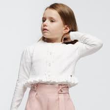 WHITE ORGANIC COTTON GIRL SWEATER