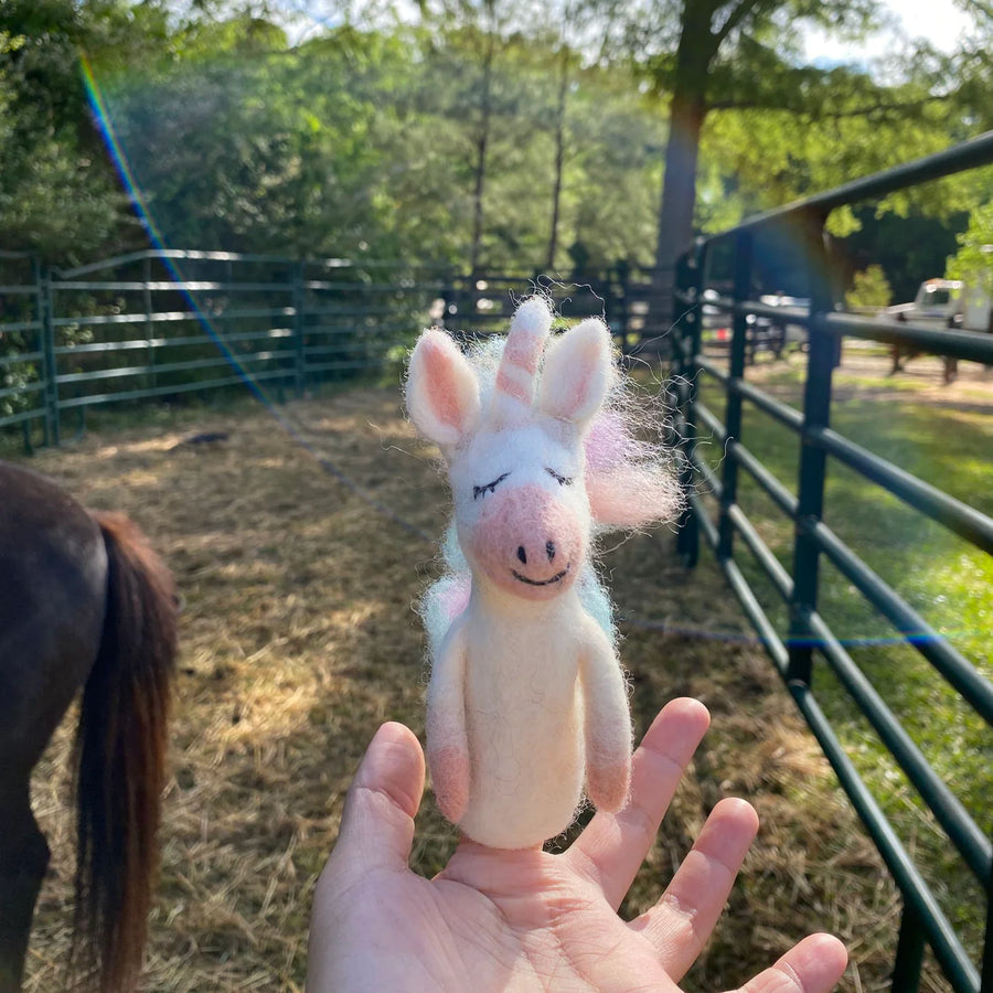 HANDMADE FELTED FINGER PUPPET UNICORN