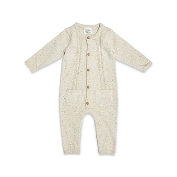 POINTELLE ORGANIC COTTON KNIT JUMPSUIT OATMEAL SPECKLE