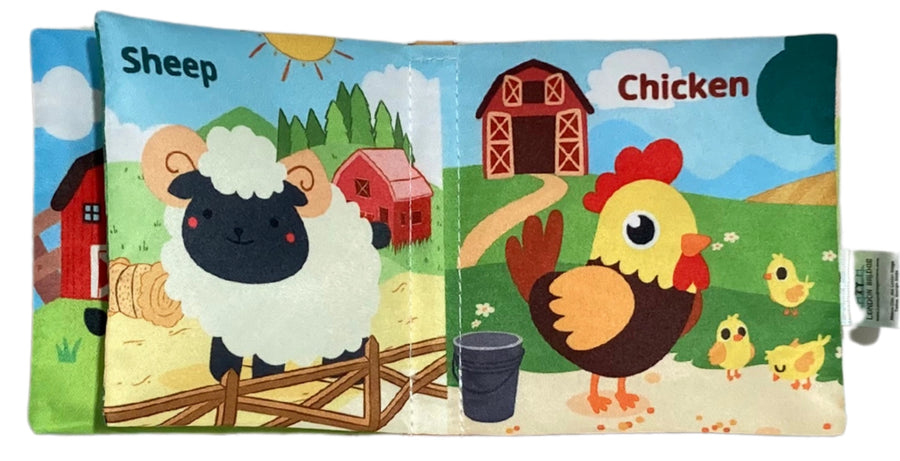 CLOTH BOOK WITH TEETHER FARM ANIMAL