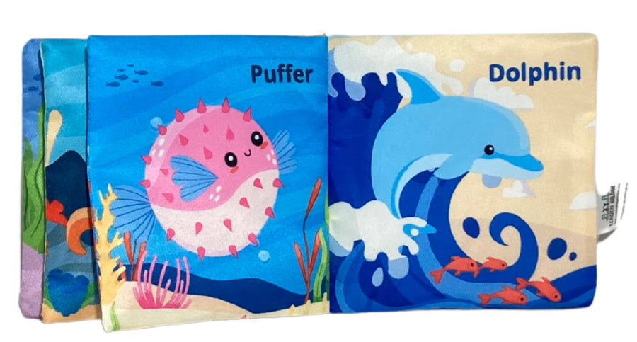 CLOTH BOOK WITH TEETHER SEA ANIMAL