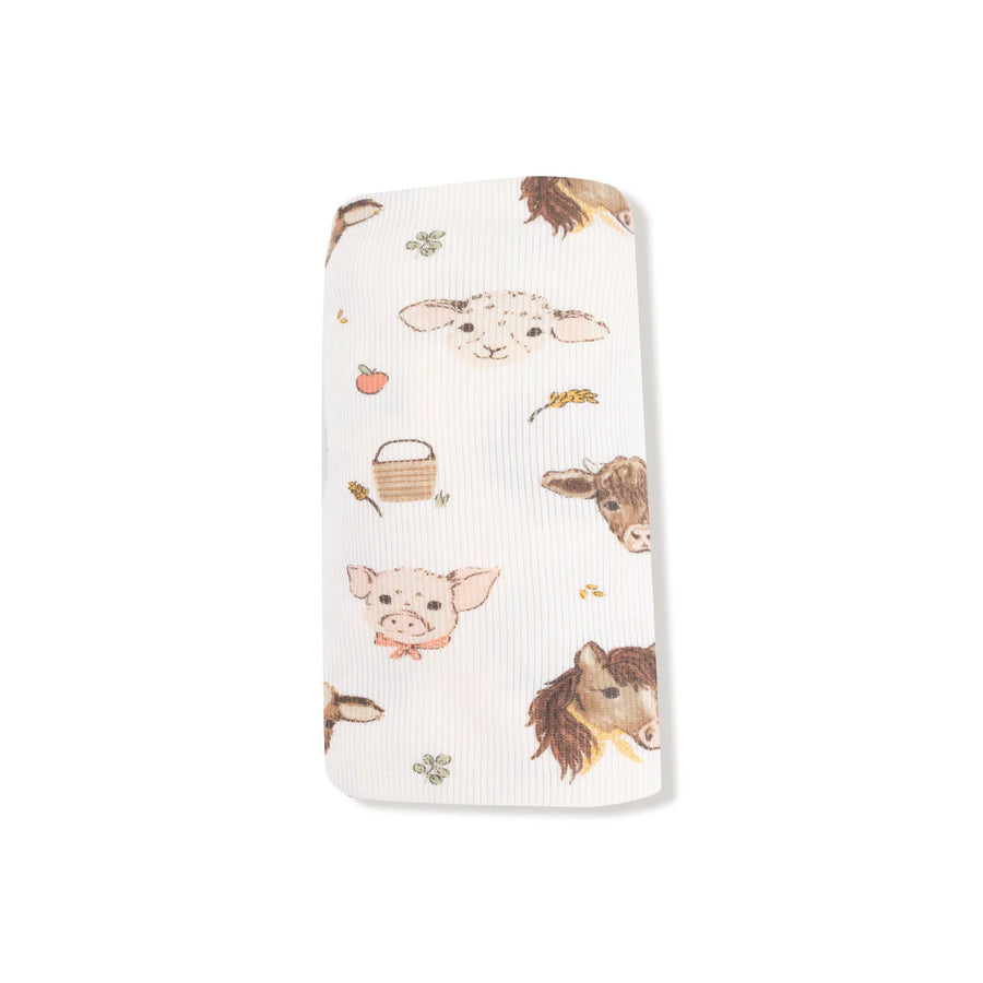 BABY FARM ANIMALS SWADDLE BLANKET
